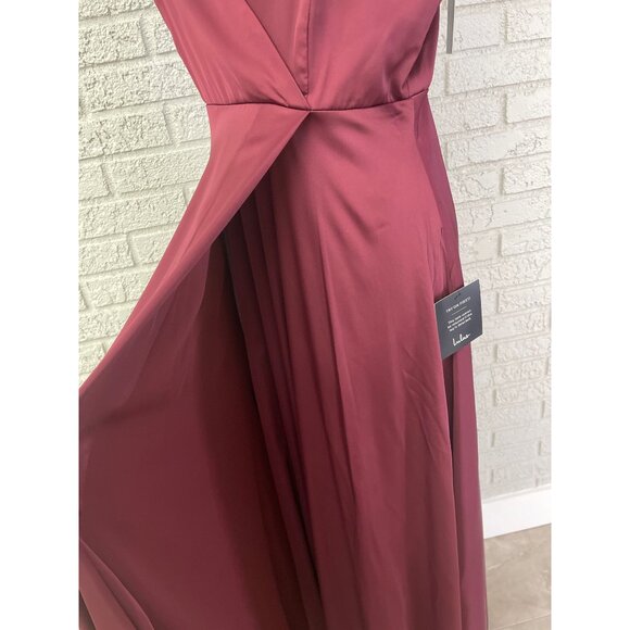 Lulu’s Women Burgundy Faux Wrap Sleeveless Maxi Dress Size L NWT - Picture 7 of 9